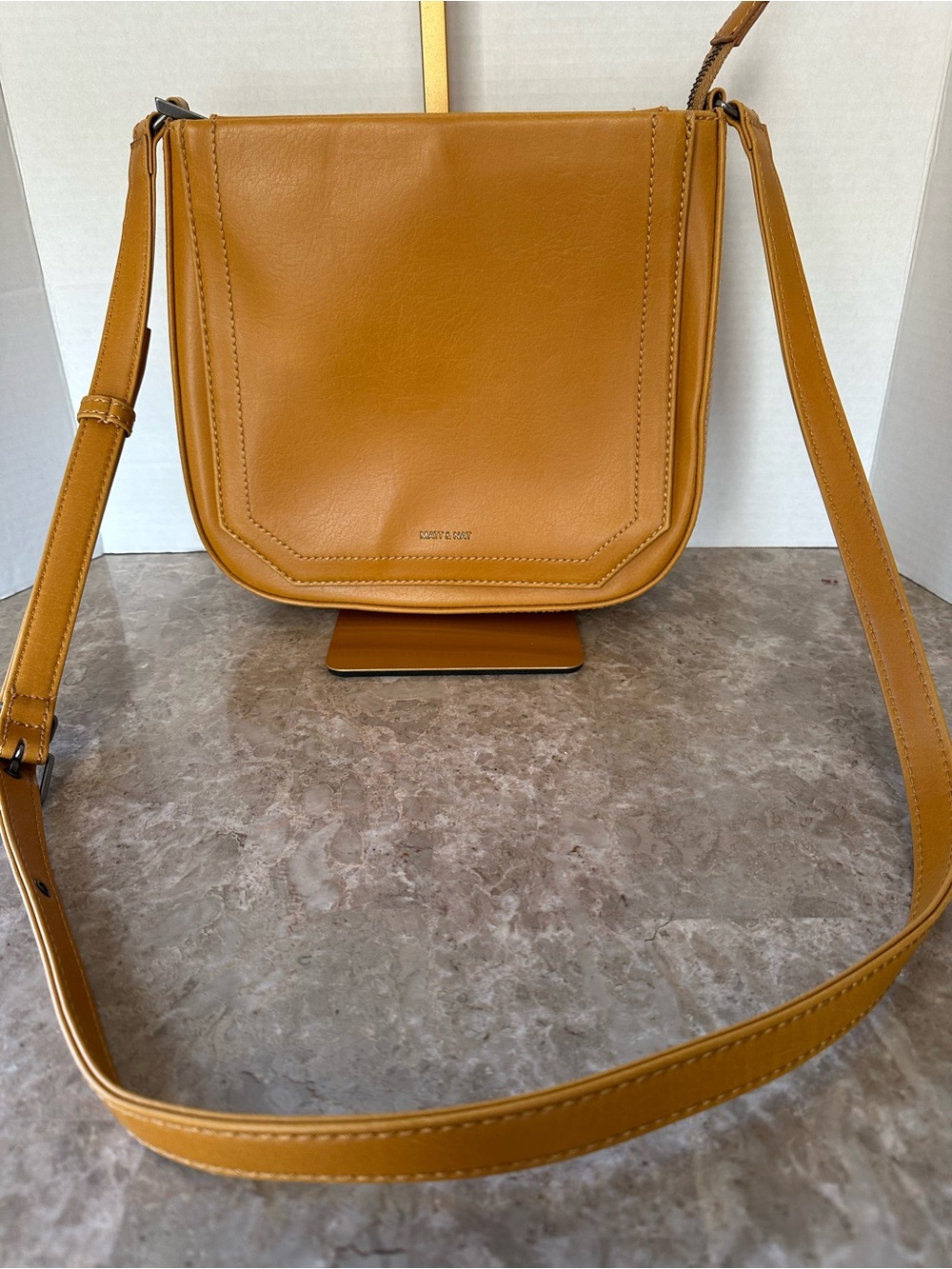 Matt & Nat Mara Vegan Leather Hobo Crossbody Bag Mustard Yellow Earthy Chic